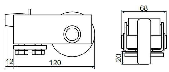 Atraminis ratukas su stabdziu.