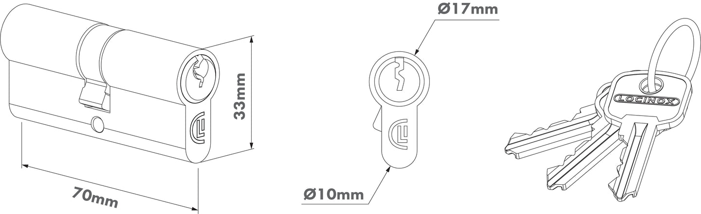 Locinox euro profilio cilindras simetrinis.