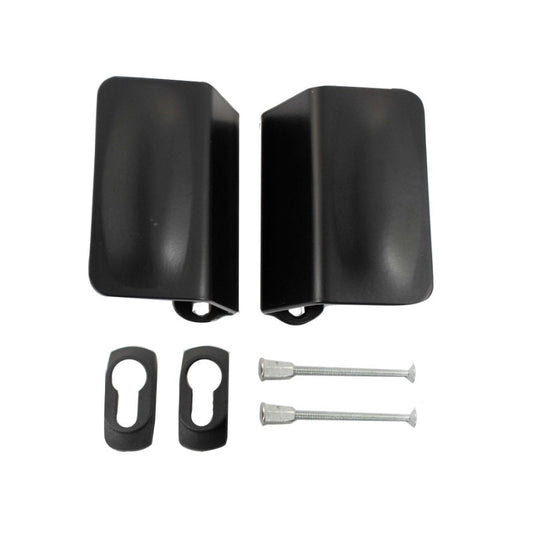 Dvi didelės rankenos su apdailomis cilindrui.