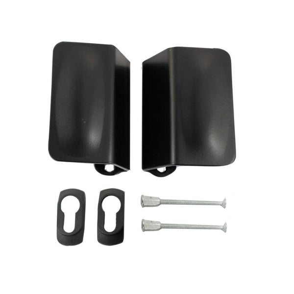 Dvi didelės rankenos su apdailomis cilindrui.