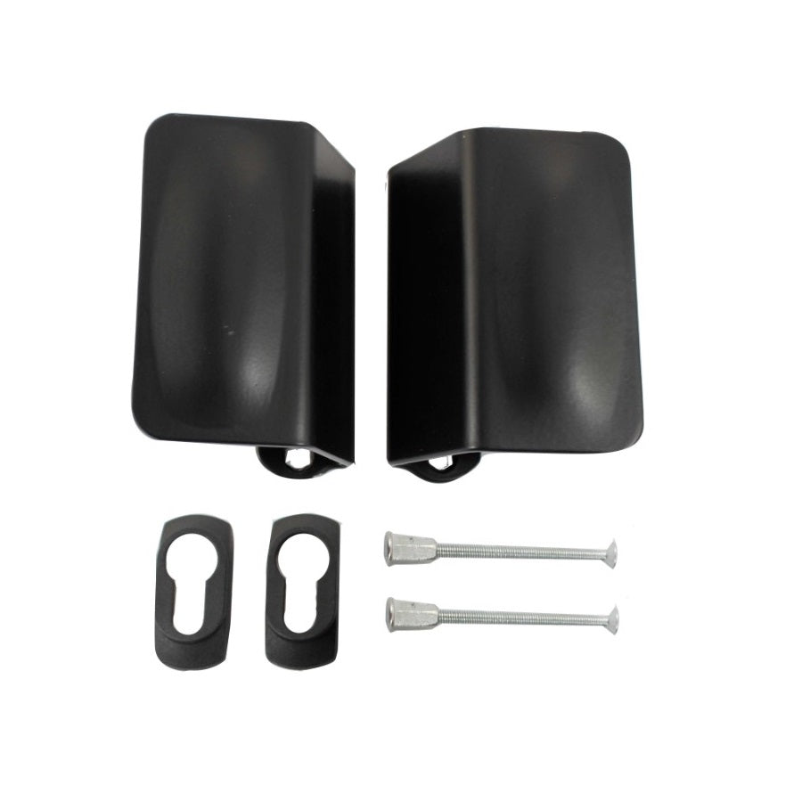 Dvi didelės rankenos su apdailomis cilindrui.