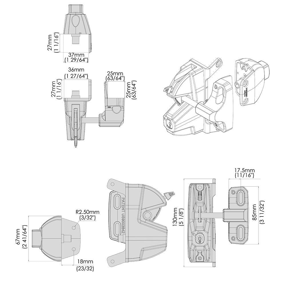 D&D Technologies padidinto saugumo skląstis varteliams rakinamas raktu iš dviejų pusių.