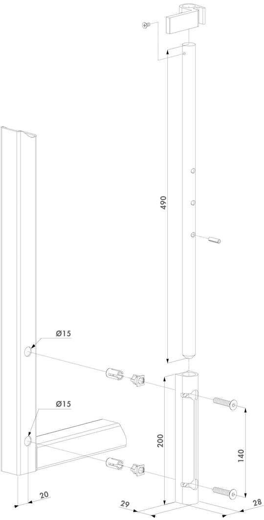 Locinox atveriamu vartu fiksatorius su cinkuotu strypu.