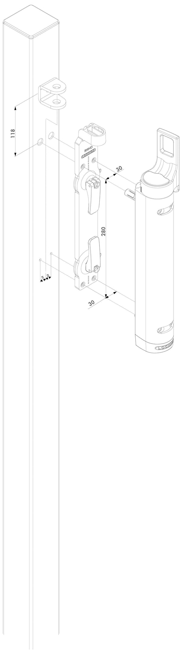 Locinox grezimo rinkinys rhino vartu pritraukejams.