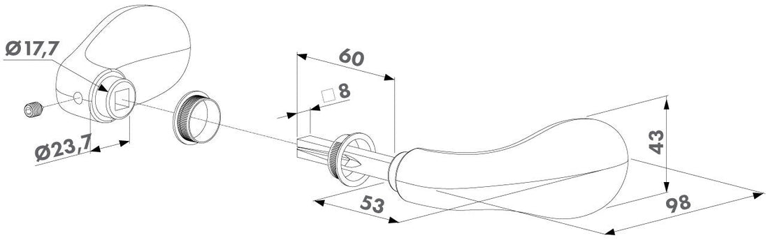 Locinox anoduoto aliuminio rankenos c tipo.