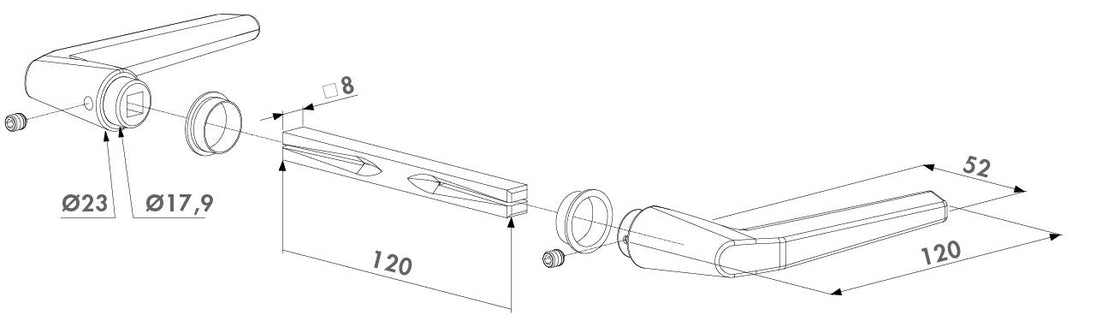 Locinox anoduoto aliuminio rankenos imontuojamoms spynoms m tipo.