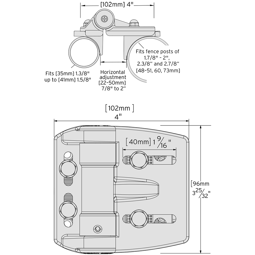 D&D Technologies reguliuojami vyriai su pritraukimu 2vnt apvalaus vamzdžio tvoros varteliams iki 25kg.