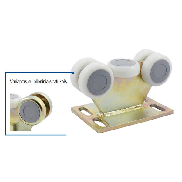 Vezimelis fksuotas su 5 plastikiniais metaliniais ratukais.