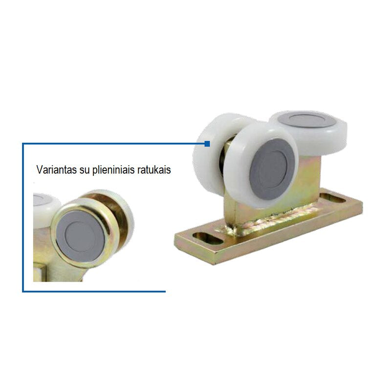 Vezimelis kabantiems vartams fiksuotas su 3 plastikiniais metaliniais ratukais.