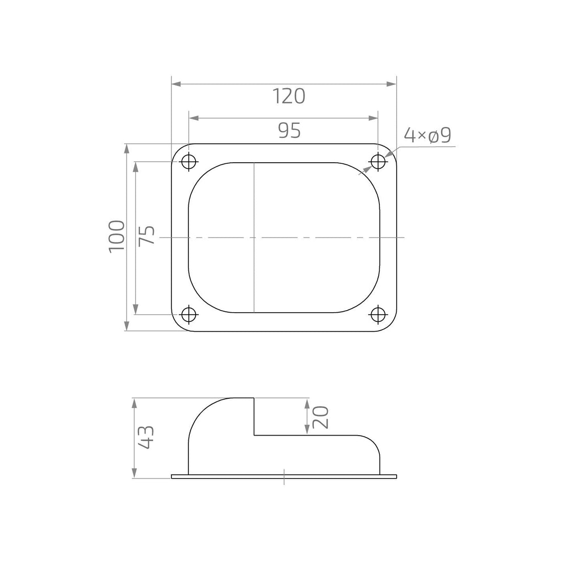 Prisukamo uždarymo stabdžio 120x100 mm brėžinys
