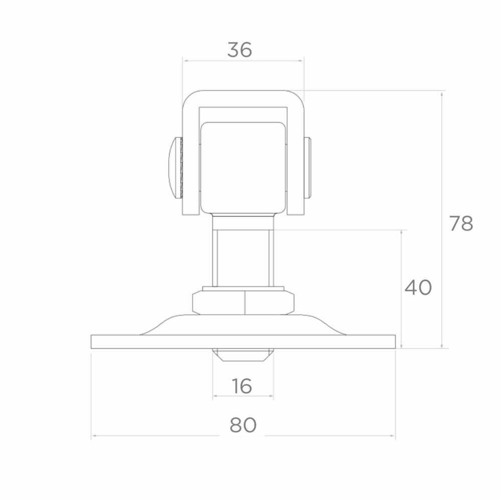 Reguliuojamo prisukamo vyrio M16 su plokštele 80x80 mm brėžinys